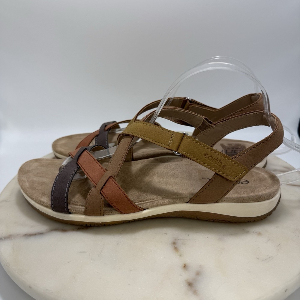 Earth Sandals Womens 10M Sterling Strappy Multicolor Open Toe Cozy Casual Flat - Picture 3 of 10